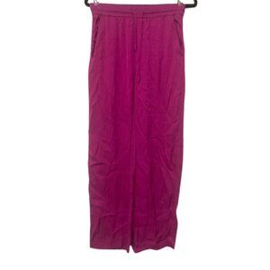 ZARA NWOT fuchsia pull on wide leg drawstring casual pants with pockets size S